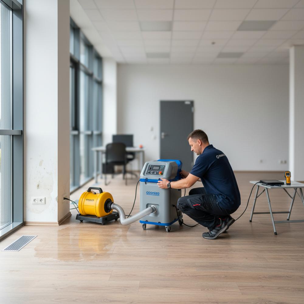 Osuszanie po zalaniu we Wrocławiu – technik usuwa szkody wodne i osusza zalane pomieszczenie